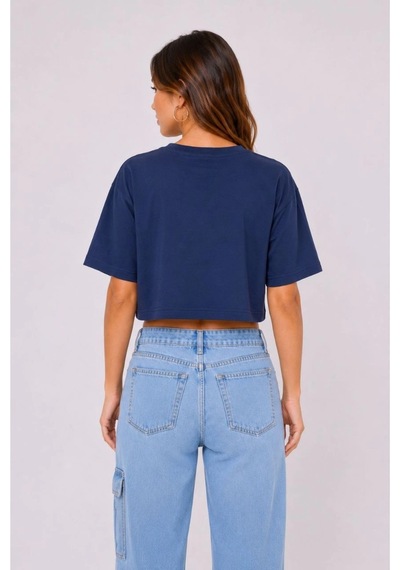 Wear Vexel Kadın Kedi Baskılı Oversize Crop Tişört Salaş Basic Yarım Kol T-shirt - Lacivert Çok Renkli Wear Vexel Kadın Kedi Baskılı Oversize Crop Tişört Salaş Basic Yarım Kol T-shirt - Lacivert Çok Renkli