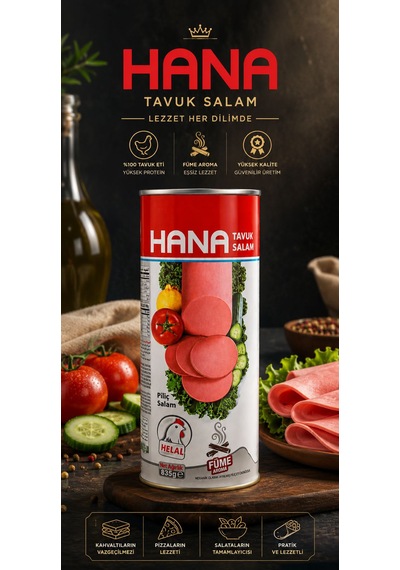 Hana Chicken Luncheon Meat Smoke Flavor 835 G Füme Tavuk Salam