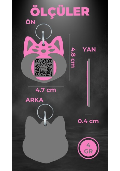 Petjoo 18.Cheems Gri-Pembe Qr'lı Köpek Künyesi