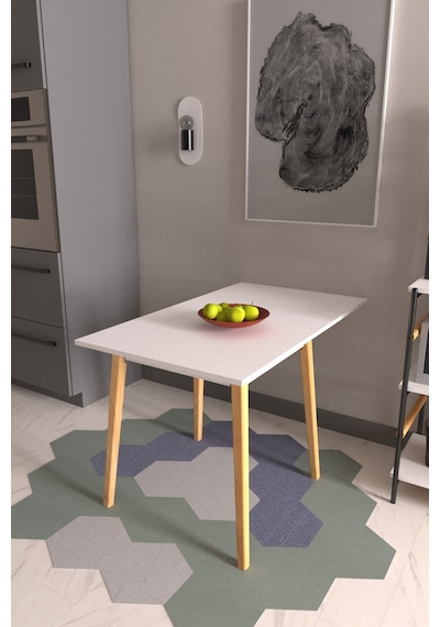 Vilinze Avanos Katlanır Mdf Ahşap Mutfak Masası - 70x80 Cm Beyaz Naturel