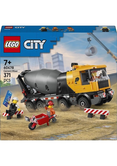 LEGO® City Beton Mikseri 60478 - 7 Yaş ve Üzeri Çocuklar İçin Minifigür İçeren Yaratıcı Oyuncak Yapım Seti (371 Parça)