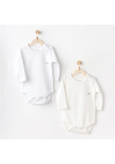Andywawa Short Sleeve Basic 2'li Bebek Body Ac25211 Ecru
