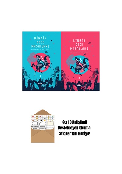 Binbir Gece Masalları 2 Kitap Set Ciltli Tam Metin Ve Resimli + Okuma Sticker'ları