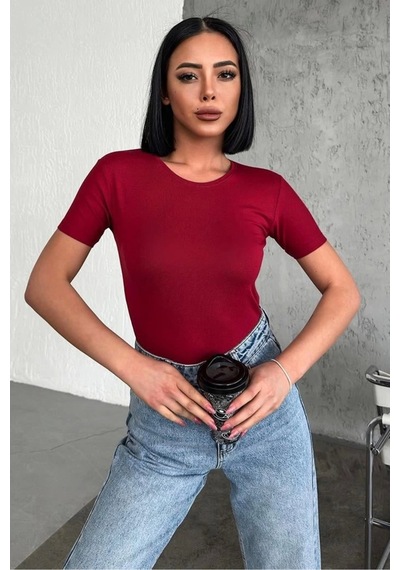 Lisinya Rahat Ve Şık Kısa Kollu Bisiklet Yaka Likralı Viskon Penye Body Bordo Çok Renkli Lisinya Rahat Ve Şık Kısa Kollu Bisiklet Yaka Likralı Viskon Penye Body Bordo Çok Renkli