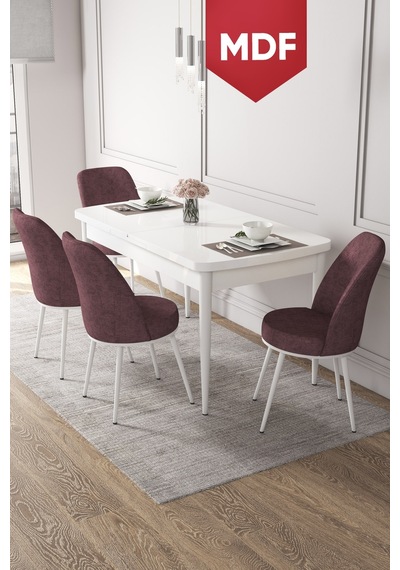 Canisa Kor Serisi MDF 70x114 Açılabilir Mutfak Masası Takımı Beyaz Masa 4 Gül Kurusu Sandalye Gülkurusu Canisa Kor Serisi MDF 70x114 Açılabilir Mutfak Masası Takımı Beyaz Masa 4 Gül Kurusu Sandalye Gülkurusu