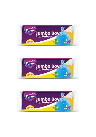 Parex Güçlü Jumbo Boy Çöp Torbası Mavi 3'lü 80 x 110 CM
