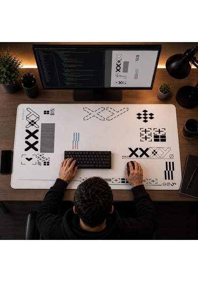 Grıd Xxl Mouse Pad 90x40 Cm, Büyük Masa Matı, 3 Mm Dikişli Kenar, Kaymaz Kauçuk Taban, Gaming Mousepad White Gr