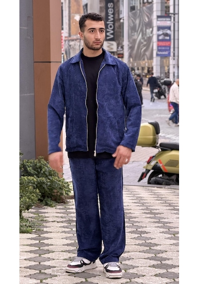 Rocqerx X-3002 Fermurlı Astarlı Ceket Bel Lastikli Pantolon Fitilli Kadife Takım Lacivert Rocqerx X-3002 Fermurlı Astarlı Ceket Bel Lastikli Pantolon Fitilli Kadife Takım Lacivert
