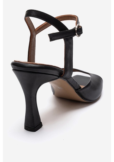 Luvishoes Elvıa Siyah Cilt Hakiki Deri Kadın Topuklu Ayakkabı