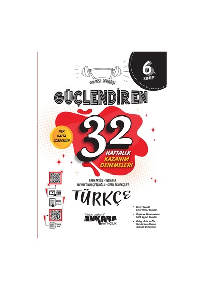Ankara Yayınları 6. Sınıf Türkçe + Matematik 32 Haftalık Güçlendiren Kazanım Denemesi Seti