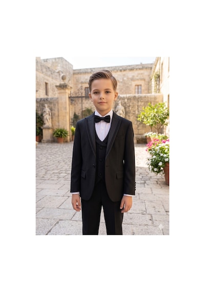 Suit Aydın Erkek Çocuk Slim Fit Premium Damatlık Smokin Takım Elbise Siyah