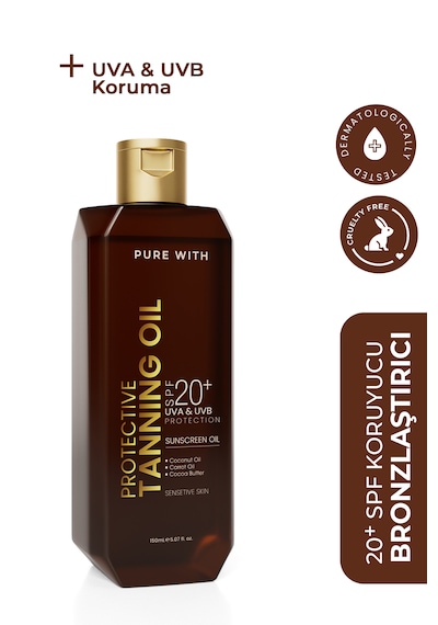 Pure With Tanning Oil Nemlendirici Besleyici ve Yoğun Bronzlaştırıcı Yağ SPF20 150 ML