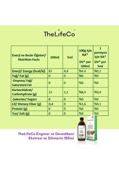 TheLifeCo Enginar & Devedikeni Ekstraktı 150 ML