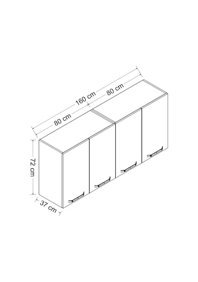 Minar 160 Cm Mutfak Dolabı Beyaz 160-B1-Üst Modül Beyaz