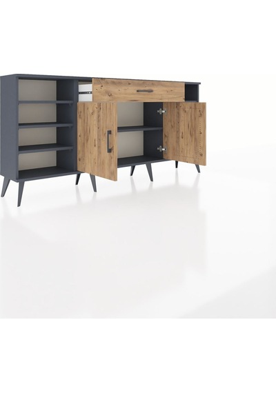 Arges Konsol 7 Raflı Tek Çekmeceli 2 Kapaklı 176x30x83 Antrasit-çam/çam Çam/çam Arges Konsol 7 Raflı Tek Çekmeceli 2 Kapaklı 176x30x83 Antrasit-çam/çam Çam/çam