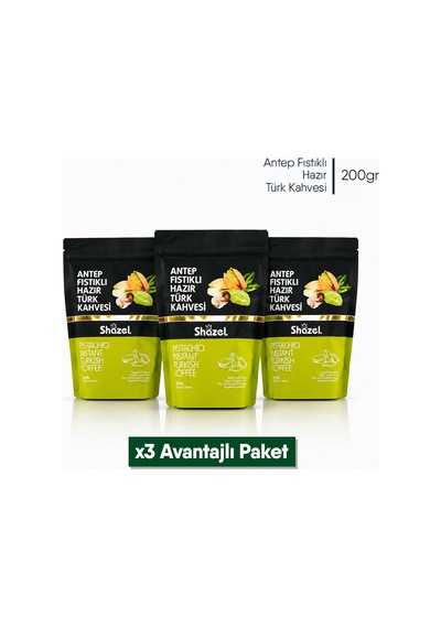 Shazel Antep Fıstıklı Hazır Türk Kahvesi - Doypack - 200 Gr.
