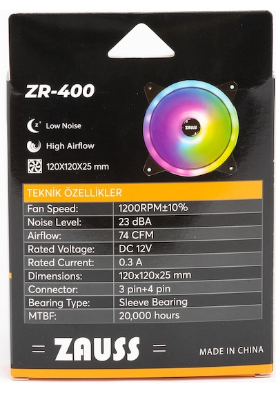 Zauss ZR-400 Rainbow RGB 12 CM Kasa Fanı