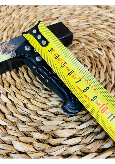 Akrep Desenli Düğmeli Mini Otomatik Kamp Çakı-15 CM Siyah
