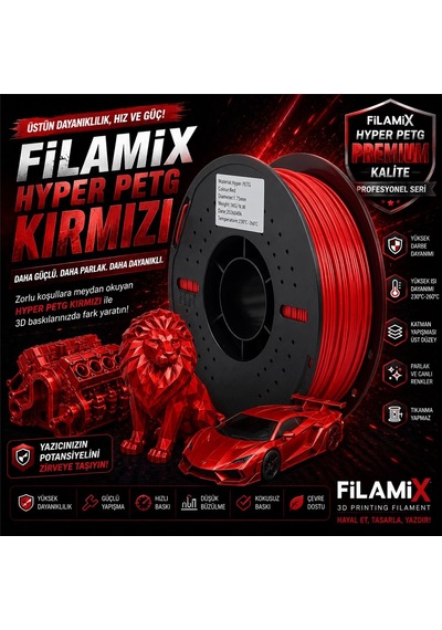 Filamix Hyper Petg Kırmızı Filament 1.75mm 1kg