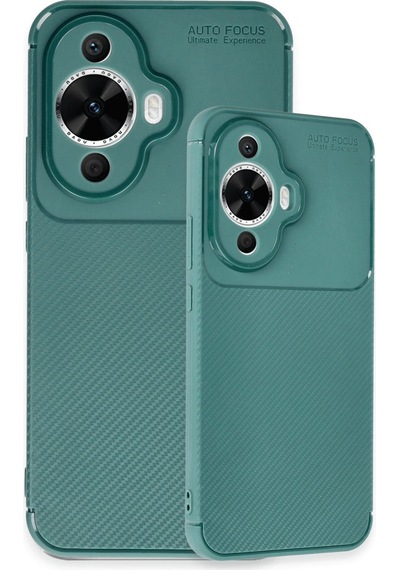 Huawei Nova 12s Kılıf Auto Focus Karbon Kapak Koyu Yeşil