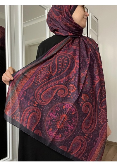 Modakaşmir Aminenesil Etnik Desen Soft Pamuk Şal Açık Fuşya