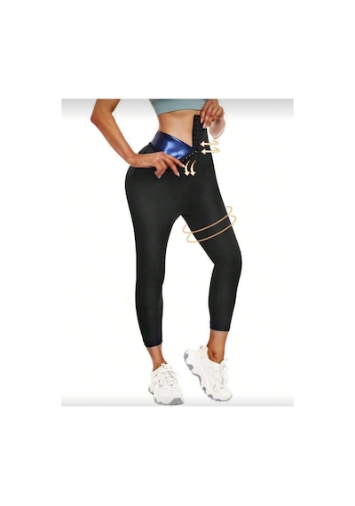 Fit Women Yüksek Bel Agraflı Tayt 4409 Siyah