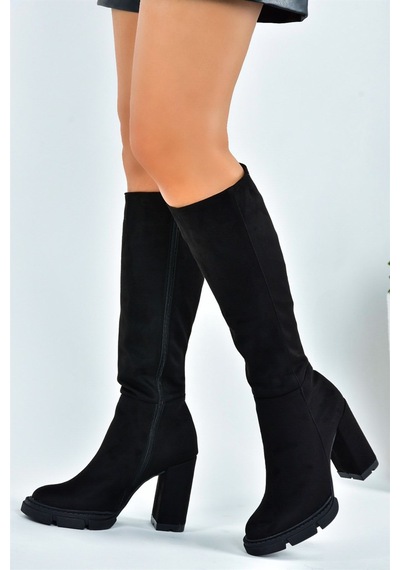 Fox Shoes Siyah Süet Yüksek Topuklu Kadın Çizme L282770102 Siyah