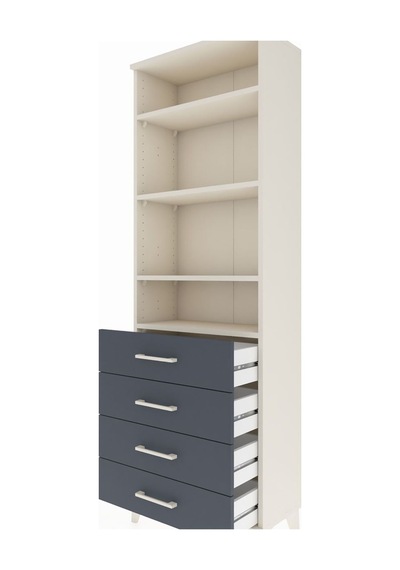 Arges Dolap 4 Raflı 4 Çekmeceli 60x30x182 Aytaşı-antrasit Aytaşı