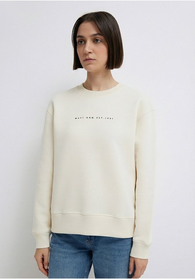 Mavi - Mavi Denim Baskılı Ekru Sweatshirt 1s10525-80194 Ekru