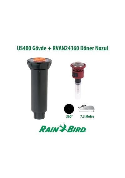 Rain Bird Rvan24360 Döner Nozul Tam Tur 5,2 - 7,3 Mt. Ve 1804 Profesyonel Sprey Gövde Seti