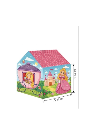 Prenses Ve Unicorn Temalı 100x70cm Kolay Kurulum Dayanıklı Çocuk Oyun Çadırı Çok Renkli