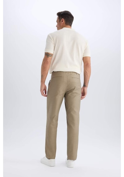 DeFacto %100 Pamuk Relax Fit Rahat Kesim Düz Paça Keten Görünümlü Yazlık Kumaş Pantolon D4251AX25SMBG755