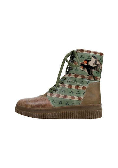 Kadın Vegan Deri Kahverengi Uzun Bot - Believe İn Your Wings Tasarım Multicolor