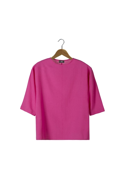 Erkek Pembe Fakir Kol Keten T-shirt Pembe