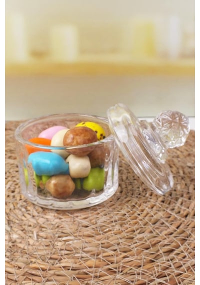 Deconox Lüx Kristal Mini Cam Şekerlik & Cam Lokumluk, Kesme Cam Lüx Şekerlik 7.5cm 9.2cm - 06644 Genel