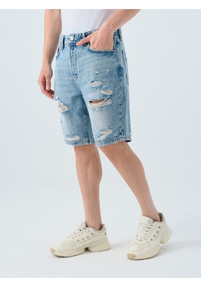 Lf2036216 Erkek Kot&kanvas Şort Oscar Lıght Wash Denim