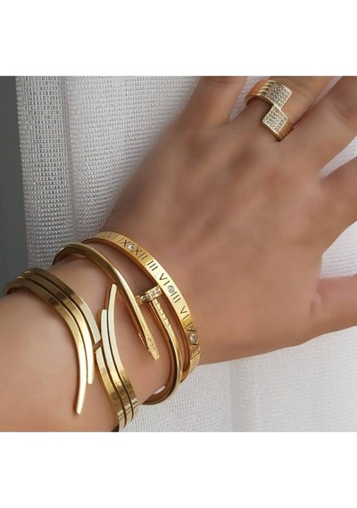 Unisex Çelik Bileklik Gold - 303317259 Gold