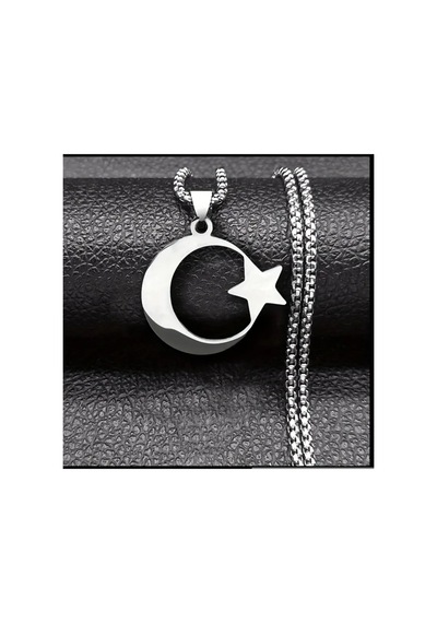 Yıwu 1 Adet Paslanmaz Çelik Ay & Yıldız Kolye Kolye Erkekler & Kadınlar İçin - Göksel Minimalist Gümüş