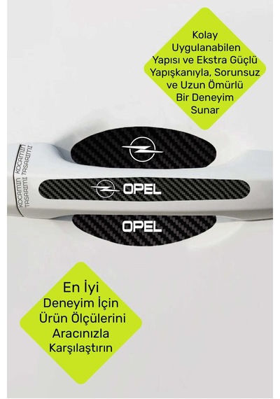 Opel Yazılı Kapı İçi Koruma Seti Yazılı Serisine Uygun Karbon Desenli Şık Beyaz Yazılı Tasarım