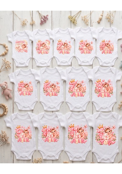 Liya Gift Collection İsme Özel Kız Bebek Aylık Gelişim Zıbın Seti 13 Parça Yenidoğan 1 Yaş Fotoğraf Çekimi Hediyelik Beyaz