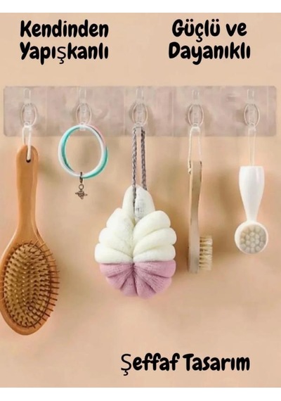 5 Li Kendinden Yapışkanlı Şeffaf Askılık Güçlü Mutfak Ve Banyo Duvar Askısı