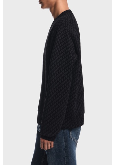 Emporio Armani Tamamı Logolu Pamuklu Bisiklet Yaka Sweat Erkek Sweat Em006874 Af10013 Fc375 Siyah