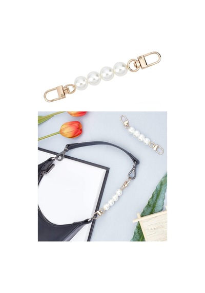 Bag Strap 2 Adet İncili Çanta Askı Uzatıcı - 10-11cm Asma Kilit Beyaz