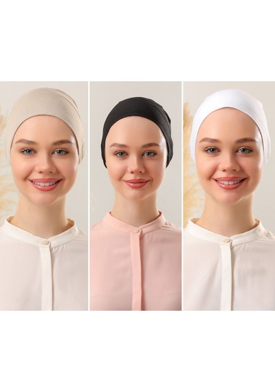 Melodi Scarf Kadın Tesettür Dikişsiz Set Bone Siyah Beyaz Bej 3 Adet Bağlamalı Penye Bone Çok Renkli Melodi Scarf Kadın Tesettür Dikişsiz Set Bone Siyah Beyaz Bej 3 Adet Bağlamalı Penye Bone Çok Renkli