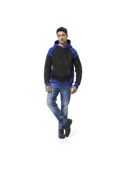 Cipo & Baxx Erkek Kapüşonlu Renk Bloklu Sweatshirt Cl591 Siyah