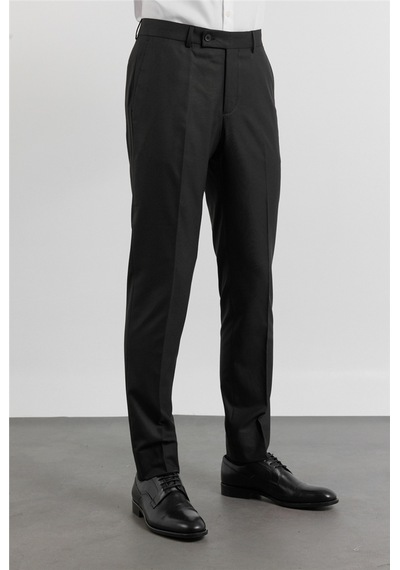 İmza Siyah Gabardin Yan Cep Açık Paça Basic Slim Fit Esnek Classic Pantolon 1003255013