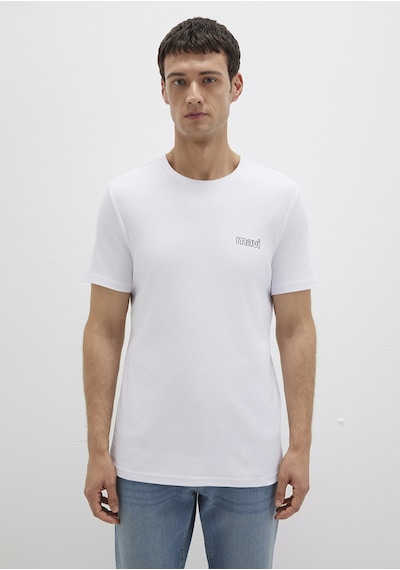 Mavi - Beyaz Basic Tişört 0610360-620 Beyaz