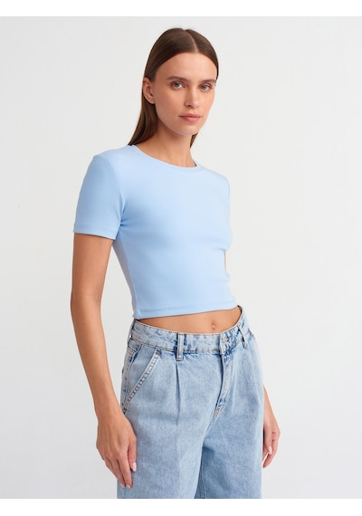 Dilvin Crop T-shirt 101a30124 Mavi