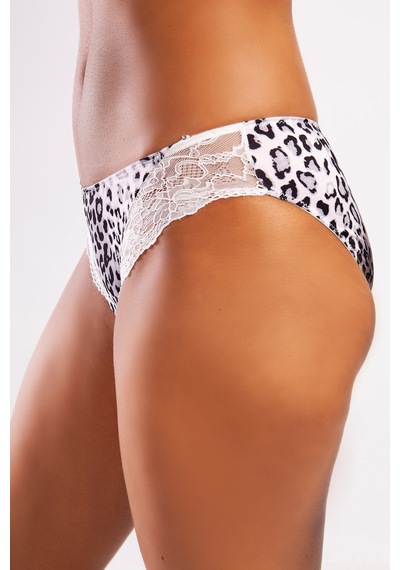 Etiler Collection Golshan Goldy Mini Slip, Kadın Dantelli Gri Leopar Külot Çok Renkli