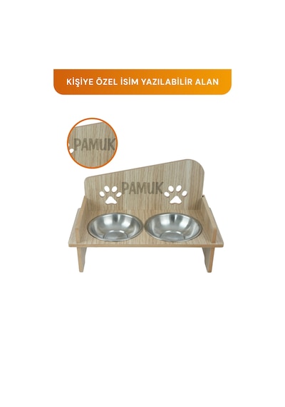 İsim Yazılabilir Kare Mama Kabı Ve Keçe Kedi Ve Küçük Irk Köpek Evi Seti Gri